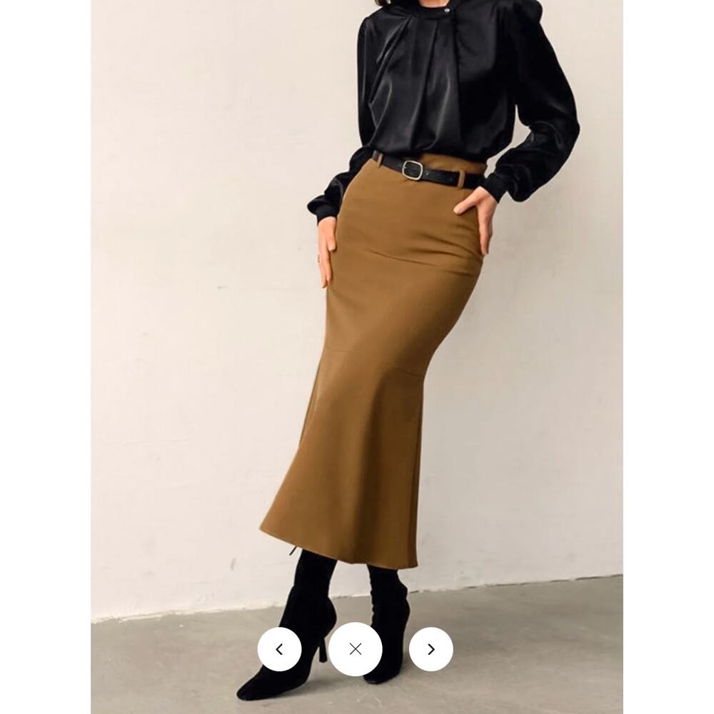 Commense Minimalist Plain Maxi Skirt Without Belt Sz M - Picture 2 of 7